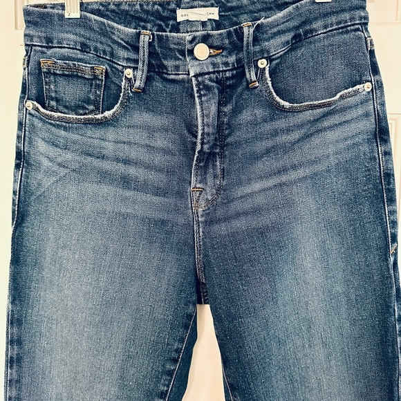 Good American Dark Blue Cropped Straight Leg Jeans - Picture 2 of 9